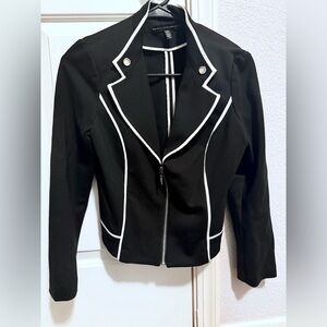 White House Black Market Black Blazer with White Accents NWOT